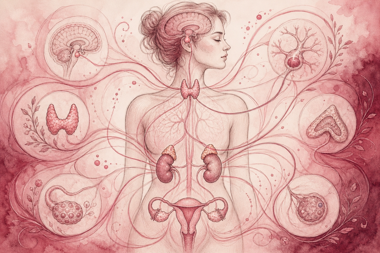 Soft anatomical illustration of hormonal imbalance