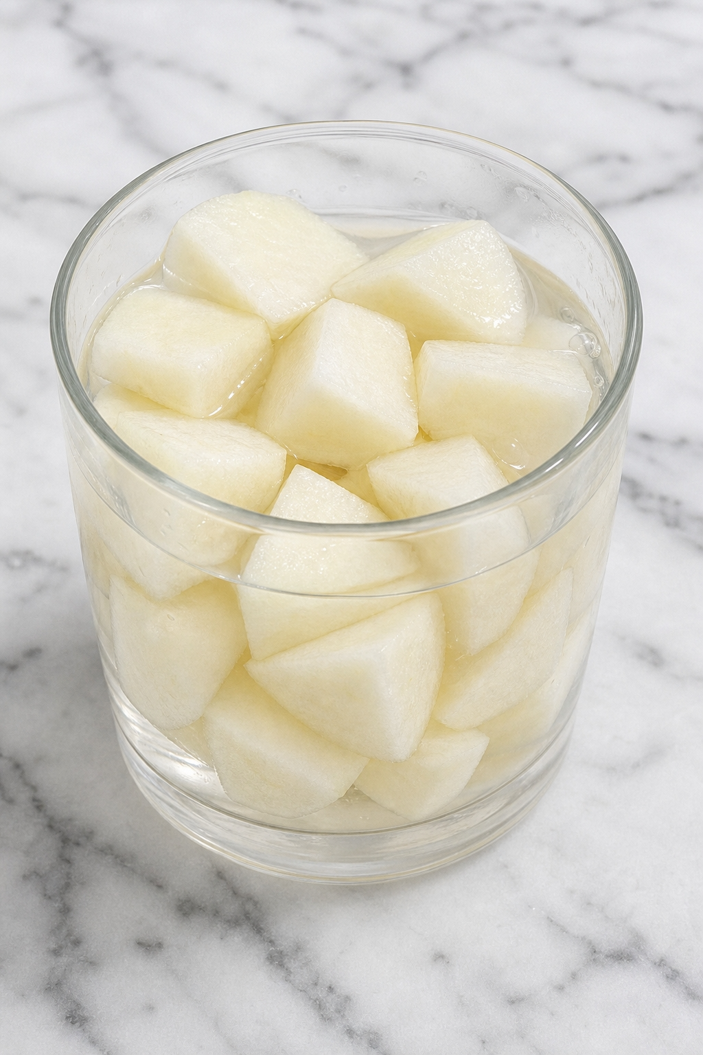 Cut apple soaked in Beyond Cactus+ — still pale and fresh after 30 minutes